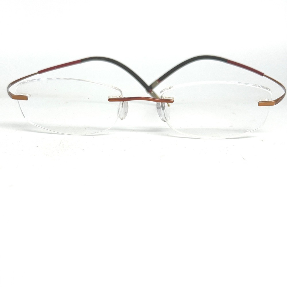 Silhouette Rimless Eyeglasses Frames Titanium Metal Red Temple Modern‎ 21078